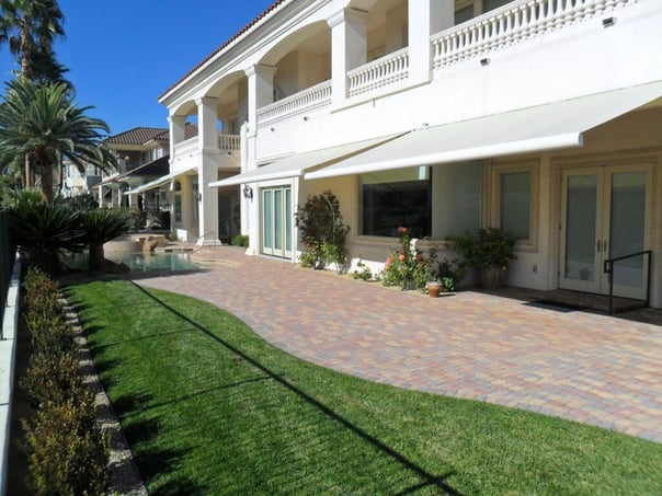 Backyard awnings on home in Las Vegas, Nevada
