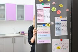 Calendar and To-Do List Hung on Refrigerator  